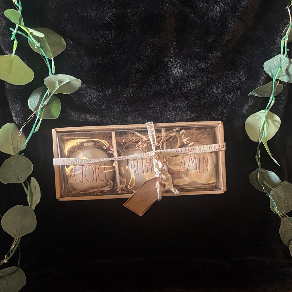 Rae Dunn Holiday Ornaments Set - Gold and White